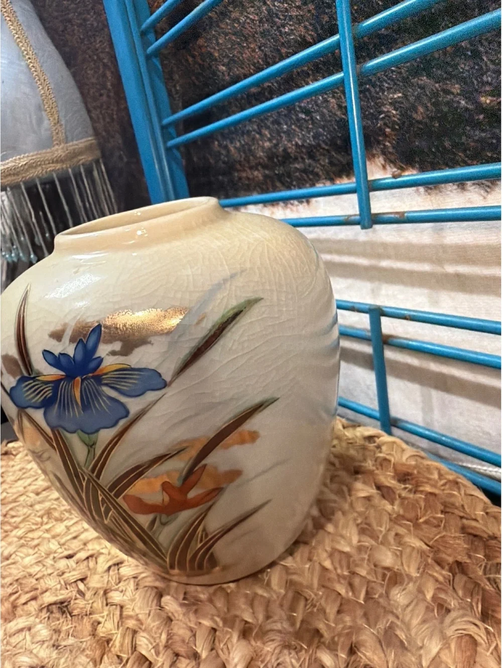 Vintage Ceramic Table Vase with Floral Design